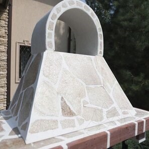 Barbecue tradizionale da giardino (Carbone/Legno, 100x60x210 cm, pietra naturale Rhodos, mattone)