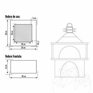 Prolunga del forno tradizionale da giardino - 15 cm (30 x 30 cm, pietra poligonale di Rhodos, cemento armato, 15 kg)
