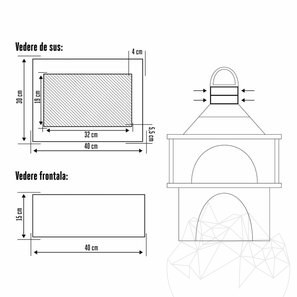 Corno di prolunga per forno + barbecue mediterraneo da giardino - 15 cm (40 x 30 cm, pietra decorativa Rhodos, cemento armato)