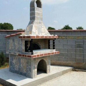 Accessori: Coperchio per forno tradizionale da giardino, pietra poligonale, 120 x 86 x 65 cm, 202kg
