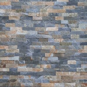 Ardesia Aqua Blue Natur, 5 cm x LL x 1,3 cm | Pietra decorativa - Piastrelle verticali, Outdoor-Indoor