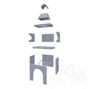 Piccolo barbecue mediterraneo da giardino (Carbone/Legno, 100x60x210 cm, pietra naturale Homa, mattone)