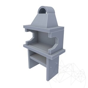 Barbecue tradizionale da giardino con ripiano (Carbone/Legno, 100x60x218 cm, pietra naturale Rhodos, mattone)