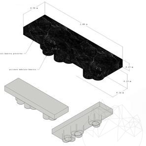 Panchina da giardino in marmo PureMess Ceppo, 180 x 50 x 44 cm
