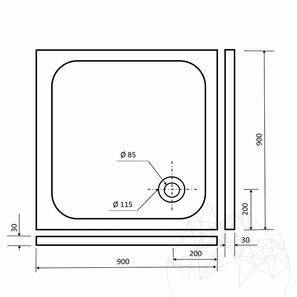 Piatto doccia in travertino classico ULTRA FLAT, 90 x 90 x 3 cm