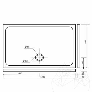 Piatto doccia ULTRA FLAT in travertino latteo, 120 x 80 x 3 cm