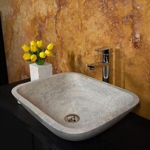 Lavello Matia in travertino argento BRTA, 50 x 40 x 13 cm