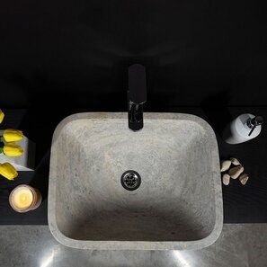 Lavello Matia in travertino argento BRTA, 50 x 40 x 13 cm
