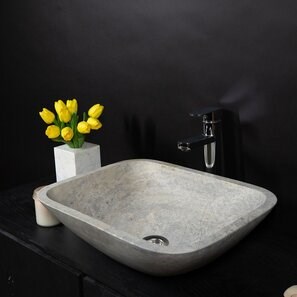 Lavello Matia in travertino argento BRTA, 50 x 40 x 13 cm