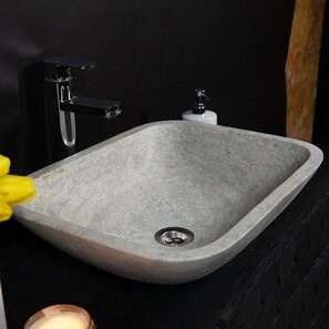 Lavello Matia in travertino argento BRTA, 50 x 40 x 13 cm