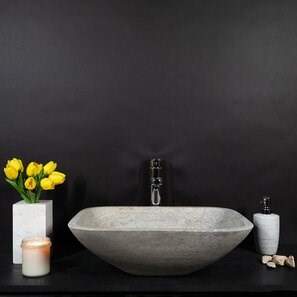 Lavello Matia in travertino argento BRTA, 50 x 40 x 13 cm