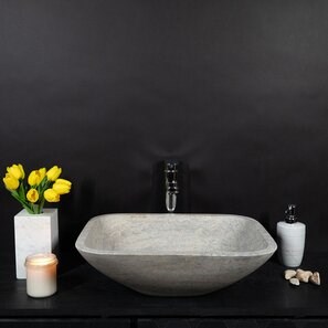 Lavello Matia in travertino argento BRTA, 50 x 40 x 13 cm