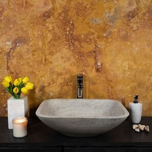 Lavello Matia in travertino argento BRTA, 50 x 40 x 13 cm