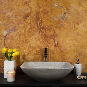 Lavello Matia in travertino argento BRTA, 50 x 40 x 13 cm