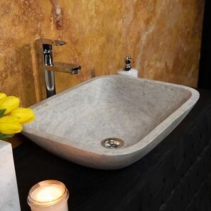 Lavello Matia in travertino argento BRTA, 50 x 40 x 13 cm