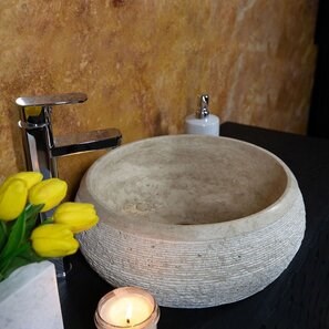 Lavabo in travertino Classic Matia RS-24, 42 x 15 cm