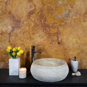 Lavabo in travertino Classic Matia RS-24, 42 x 15 cm