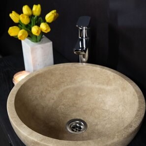 Lavabo Matia Classic in travertino RS-5, 42 x 15 cm