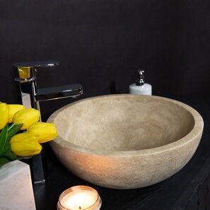 Lavabo Matia Classic in travertino RS-5, 42 x 15 cm