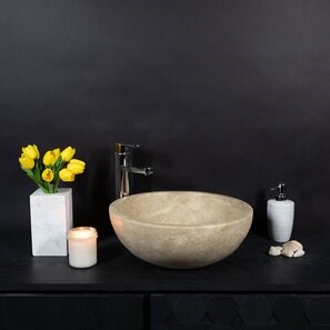 Lavabo Matia Classic in travertino RS-5, 42 x 15 cm