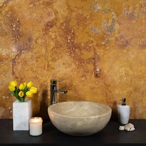 Lavabo Matia Classic in travertino RS-5, 42 x 15 cm