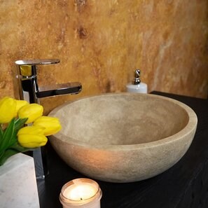 Lavabo Matia Classic in travertino RS-5, 42 x 15 cm