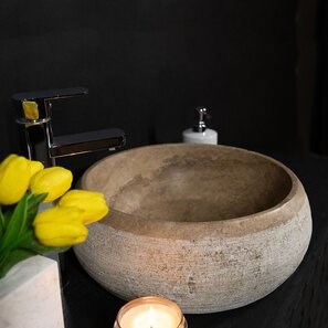 Lavabo Matia in travertino Milk RS-24