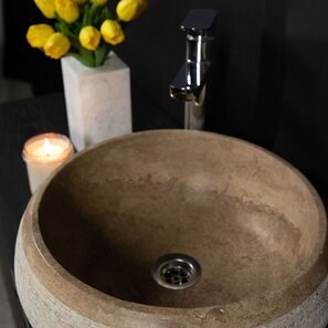 Lavabo Matia in travertino Milk RS-24