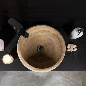 Lavabo Matia in travertino Milk RS-24