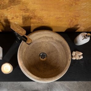 Lavabo Matia in travertino Milk RS-24