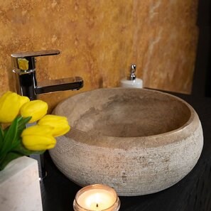 Lavabo Matia in travertino Milk RS-24