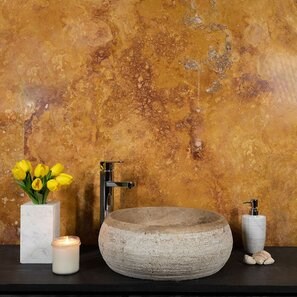 Lavabo Matia in travertino Milk RS-24