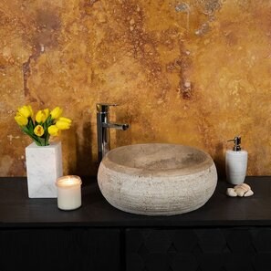 Lavabo Matia in travertino Milk RS-24