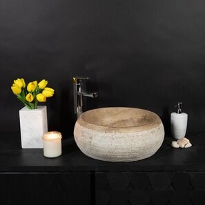 Lavabo Matia in travertino Milk RS-24