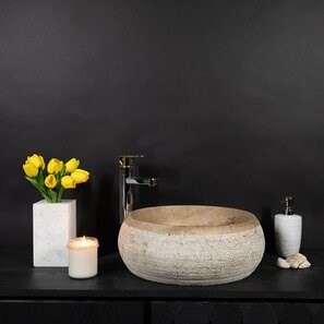 Lavabo Matia in travertino Milk RS-24