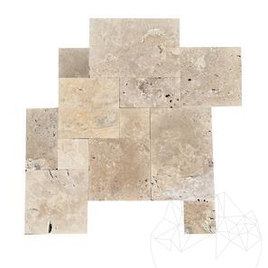 Travertino Classico Cross Cut – Opus Romano da Esterno, Non Stuccato & Anticato, 1,2 cm Economy
