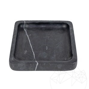 Vassoio quadrato in marmo nero, 15 x 15 x 2.5 cm
