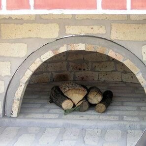 Barbecue + Forno integrato Mediteraneo (Carbone/Legno, 208x120x155 cm, 1200 kg, pietra naturale Rhodos, mattone)