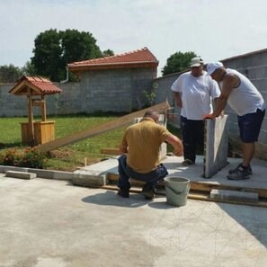 Grill + Forno tradizionale integrato (Carbone/Legno, 208x120x155 cm, 1200 kg, pietra naturale Rhodos, mattone)
