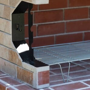 Barbecue mediterraneo medio da giardino (Carbone/Legno, 120x70x210 cm, pietra naturale Rhodos, mattone)