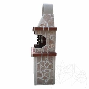 Barbecue tradizionale da giardino (Carbone/Legno, 100x60x210 cm, pietra naturale Rhodos, mattone)