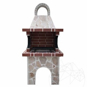 Barbecue tradizionale da giardino (Carbone/Legno, 100x60x210 cm, pietra naturale Rhodos, mattone)