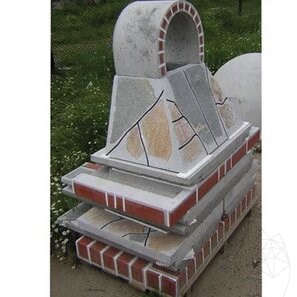 Barbecue tradizionale da giardino (Carbone/Legno, 100x60x210 cm, pietra naturale Rhodos, mattone)