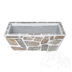 Fioriera rustica in cemento, 100x50 cm - Placcata con pietra poligonale di Rhodos | Ideale per fiori in giardino, terrazza
