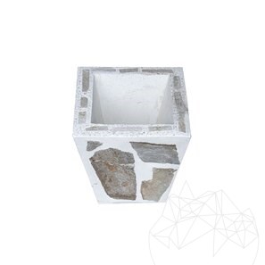 Fioriera rustica in cemento 30x40 cm - Placcata con pietra poligonale di Rhodos | Ideale per fiori in giardino, terrazza