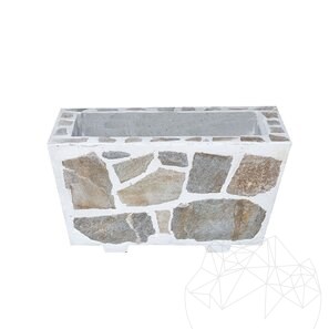 Fioriera rustica in cemento, 30x60 cm - Placcata con pietra poligonale di Rhodos | Ideale per fiori in giardino, terrazza