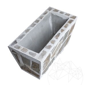 Fioriera rustica in cemento, 30x60 cm - Placcata con pietra poligonale di Rhodos | Ideale per fiori in giardino, terrazza