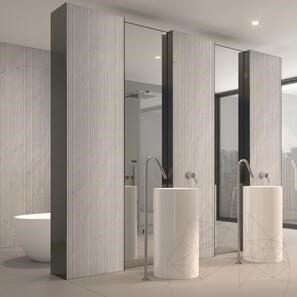 Lastra di Marmo Carrara White Flute Design  2CM