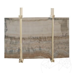 Lastra lucida di onice tagliata a vena, 2 cm