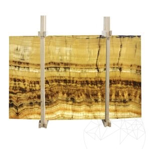Lastra lucida di onice tagliata a vena, 2 cm